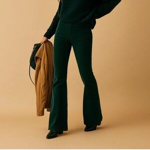 BluGirl Italian Elegant Green Flared Corduroy Mid Rise Pants Size 4 #elegant